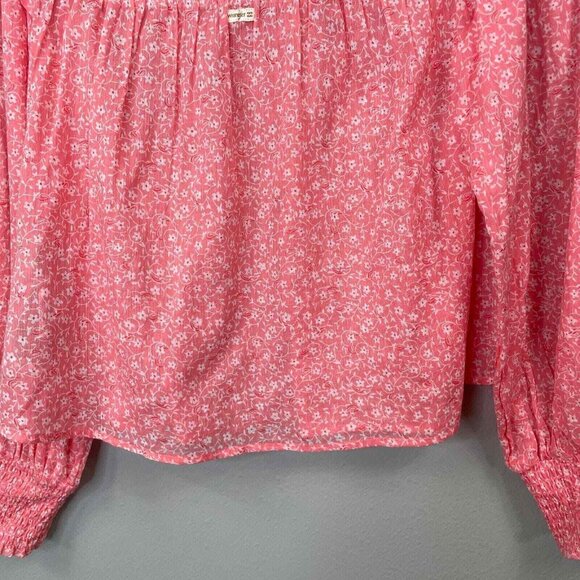 Billabong x Wrangler Carefree Top Womens Medium Floral Ruffled Smocked Prairie - Picture 7 of 14